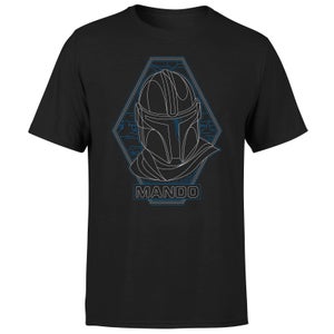 Star Wars The Mandalorian Mando Line Art Badge Men's T-Shirt - Black