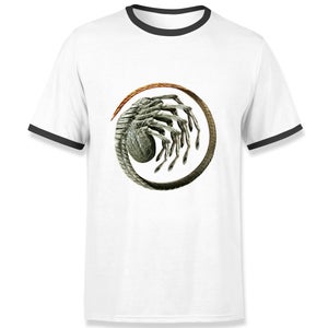 Alien Facehugger Curled Men's Ringer T-Shirt - Charcoal/Black
