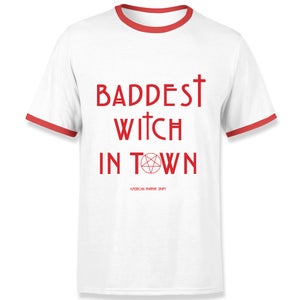 Baddest Witch In Town Ringer T-Shirt - White Red