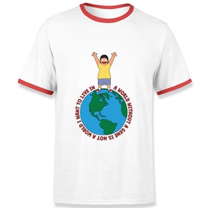 Bob&apos;s Burgers A World Without Men's Ringer T-Shirt - White/Red