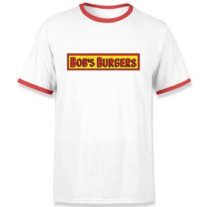 Bob&apos;s Burgers Block Logo Men's Ringer T-Shirt - White/Red