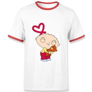 Family Guy Stewie Loves Bear Men's Ringer T-Shirt - White/Red