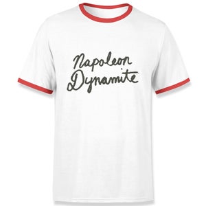 Napoleon Dynamite Script Logo Men's Ringer T-Shirt - White/Red
