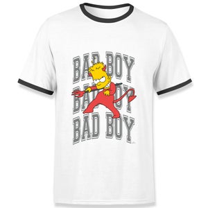 The Simpsons Bad Boy Bart Men's Ringer T-Shirt - White/Black