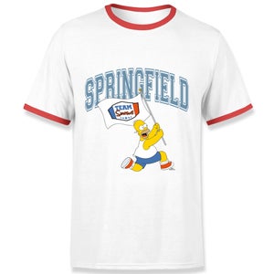 The Simpsons Springfield Team Men's Ringer T-Shirt - White/Red