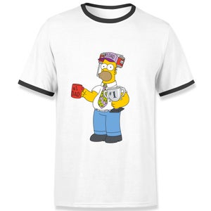 The Simpsons Homer Number 1 Dad Men's Ringer T-Shirt - White/Black
