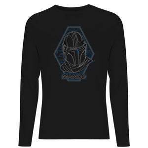 Star Wars The Mandalorian Mando Line Art Badge Men's Long Sleeve T-Shirt - Black