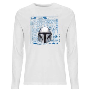 Star Wars The Mandalorian Schematics Men's Long Sleeve T-Shirt - White