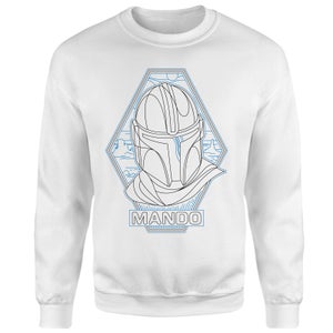 Star Wars The Mandalorian Mando Line Art Badge Sweatshirt - White