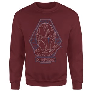 Star Wars The Mandalorian Mando Line Art Badge Sweatshirt - Burgundy
