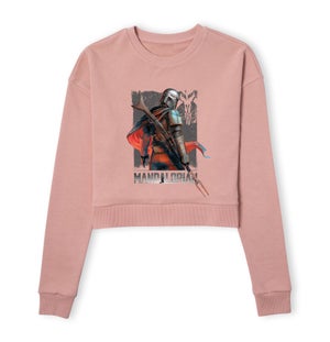 Star Wars The Mandalorian Colour Edit Women's Cropped Sweatshirt - Dusty Pink