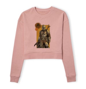 Star Wars The Mandalorian Composition Women's Cropped Sweatshirt - Dusty Pink