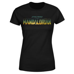 Star Wars The Mandalorian Sunset Logo Women's T-Shirt - Black