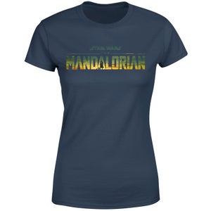 Star Wars The Mandalorian Sunset Logo Women's T-Shirt - Navy