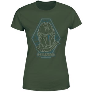 Star Wars The Mandalorian Mando Line Art Badge Women's T-Shirt - Green