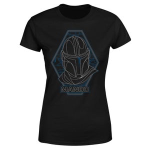 Star Wars The Mandalorian Mando Line Art Badge Women's T-Shirt - Black