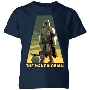Star Wars The Mandalorian Artistic Pose Kids' T-Shirt - Navy