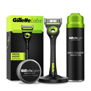Gillette Labs Neon Night Razor, Shaving Gel, Moisturiser
