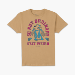 Lilo & Stitch Stay Weird T-Shirt - Tan Acid Wash