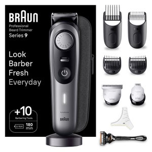 Braun Barttrimmer Series 9 BT9420, Trimmer mit Barber Tools und 180 Min. Laufzeit