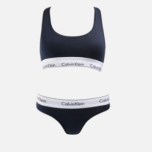 Calvin Klein Underwear Cotton-Blend Unlined Bra and Thong Set