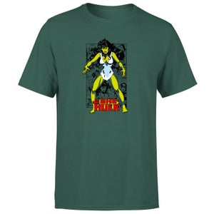 Marvel Female Heroes She Hulk Comics Panel Unisex T-Shirt - Green
