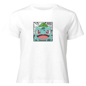 Pokémon Pokédex Bulbasaur #0001 T-Shirt da Donna Cropped - Bianco