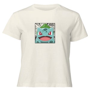 Pokémon Pokédex Bulbasaur #0001 T-Shirt da Donna Cropped - Crema