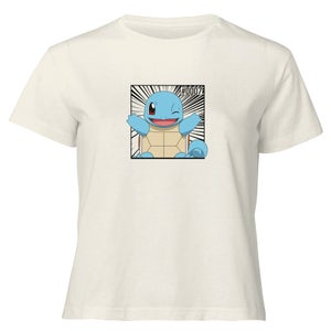 Pokémon Pokédex Squirtle #0007 Camiseta Mujer Cropped - Crema