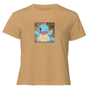 Pokémon Pokédex Squirtle #0007 T-Shirt da Donna Cropped - Beige