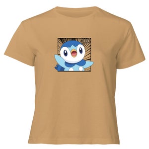 Pokemon Piplup Women's Cropped T-Shirt - Tan