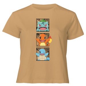 Pokemon Generation 1 Starters Women's Cropped T-Shirt - Tan