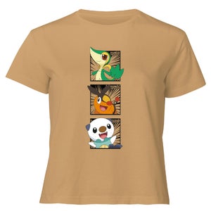 Pokemon Generation 5 Starters Women's Cropped T-Shirt - Tan