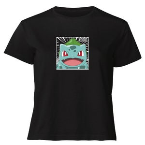 Pokémon Pokédex Bisasam #0001 Gekürzter Frauen T-Shirt - Schwarz