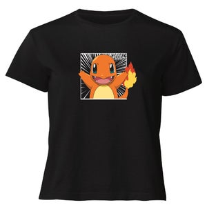 Pokémon Pokédex Glumanda #0004 Gekürzter Frauen T-Shirt - Schwarz