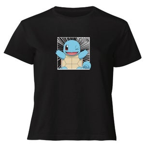 Pokémon Pokédex Squirtle #0007 T-Shirt da Donna Cropped - Nero