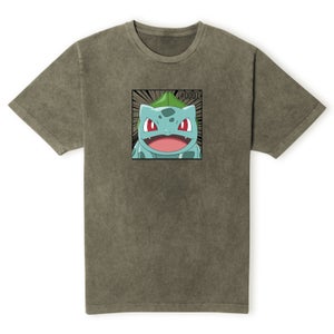 Pokémon Pokédex Bulbasaur #0001 T-Shirt da Uomo -  Cachi Acid Wash