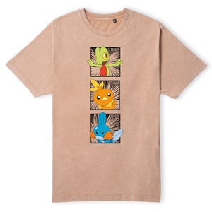 Pokemon Generation 3 Starters Men's T-Shirt - Tan Acid Wash