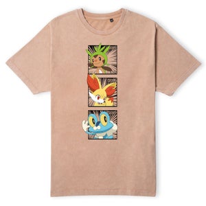 Pokemon Generation 6 Starters Men's T-Shirt - Tan Acid Wash
