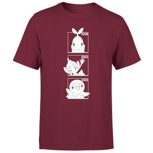 Pokemon Generation 4 Monochrome Starters Men's T-Shirt - Burgundy