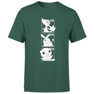 Pokemon Generation 5 Monochrome Starters Men's T-Shirt - Green