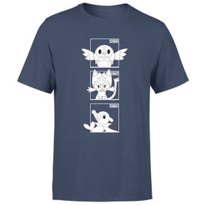 Pokemon Generation 7 Monochrome Starters Men's T-Shirt - Navy