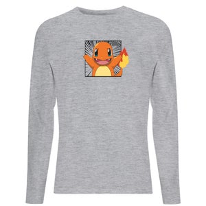 Pokémon Pokédex Charmander #0004 Men's Long Sleeve T-Shirt - Grey