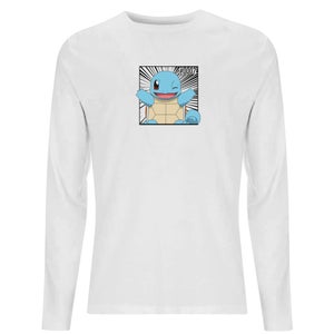 Pokémon Pokédex Squirtle #0007 T-Shirt da Uomo a Maniche Lunghe - Bianco