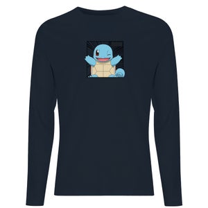 Pokémon Pokédex Schiggy #0007 Langärmeliges T-Shirt - Navy