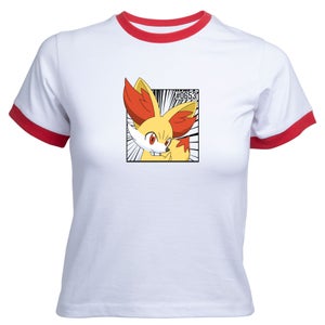 Pokemon Fennekin Women's Cropped Ringer T-Shirt - White Red