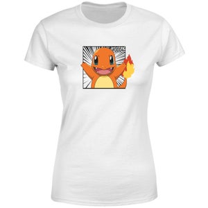Pokémon Pokédex Charmander #0004 T-Shirt da Donna - Bianco