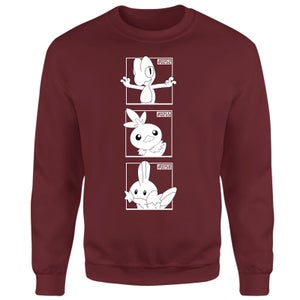 Pokemon Generation 3 Monochrome Starters Sweatshirt - Burgundy