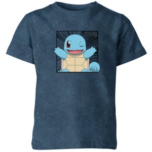 Pokémon Pokédex Squirtle #0007 Kids' T-Shirt - Navy Acid Wash
