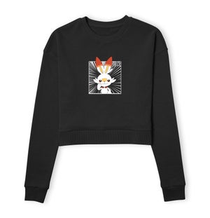 Pokemon Scorbunny Women's Cropped Sweatshirt - Black